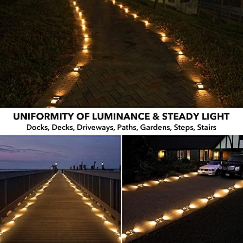 AGPTEK Solar Driveway Lights 12 Pack, Outdoor Deck Dock Marine Waterproof | LED Solar Powered Driveway Marker Lights for Warning Step, Sidewalk, Pathway, Garden, Yard (Warm White)