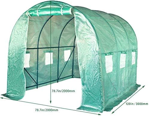 fdw portable greenhouse (l9.83'xw6.42'xh6.33') indoor outdoor large plant, front angle view