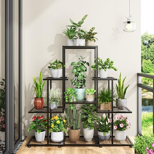 ekisemio 5 tier metal plant stand - heavy shown in use