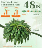 48 inch 128 leaves artificial ferns for outdoors, close-up detail