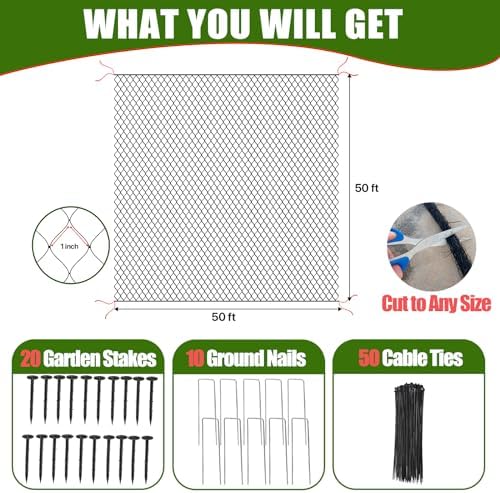 bird netting for chicken coop roof,50' x 50', close-up detail