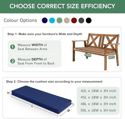 summsun outdoor bench cushion pad, 48 x 18, package contents