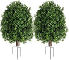 inspring 24” artificial boxwood topiary trees outdoor fake, view 9