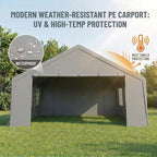 tooluck carport 20x20 heavy duty 2 car carport, side view