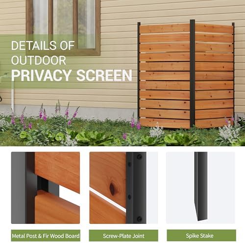 wood privacy screen no dig outdoor garden fence showing dimensions