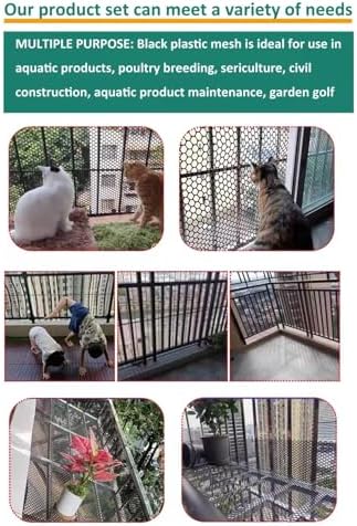 upgraded plastic chicken wire fence mesh(24inx20ft) - black/green/white, side view