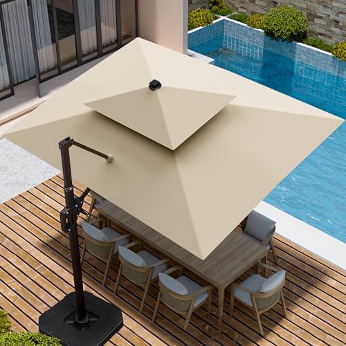 9' x 12' cantilever patio outdoor umbrella with, side view
