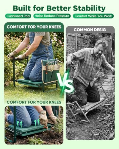 saker garden kneeler and seat-garden kneeler gardening bench, side view