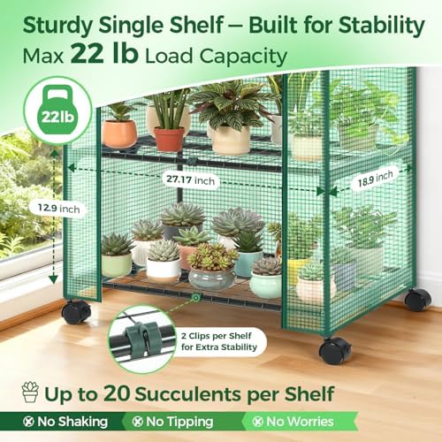 ohuhu small greenhouse for indoor outdoor with wheel showing dimensions