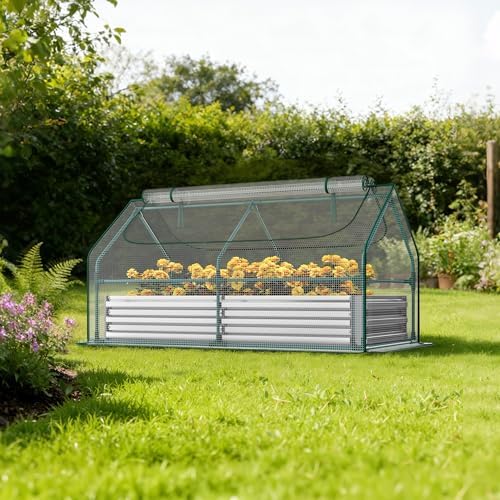 miory raised garden bed with pe cover, 6x3x1 shown in use