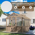 bluewish 6x12ft greenhouse, wood greenhouses with 6mm thick, side view