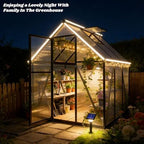 6 ft polycarbonate greenhouse with roof vent, dark, front angle view
