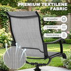 NUU GARDEN Patio Swivel Dining Chairs Set of 2, Outdoor Swivel Rocker Chairs with All-Weather Textilene, High-Back Metal Frame for Backyard, Deck, Lawn and Garden, Black and Light Gray