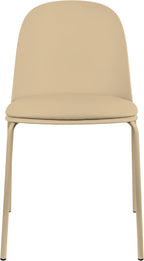 2xhome Parent Modern Stackable Armless Dining Chair | Plastic Shell Seat with Metal Legs | Indoor or Outdoor Use | Home Kitchen Patio (1, Beige, Padded Seat)