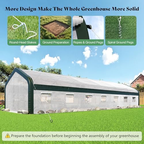 amerlife 34x10x7 ft walk-in tunnel greenhouse with watering, package contents