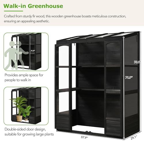 polibi wooden greenhouse, cold frame portable greenhouse with, close-up detail