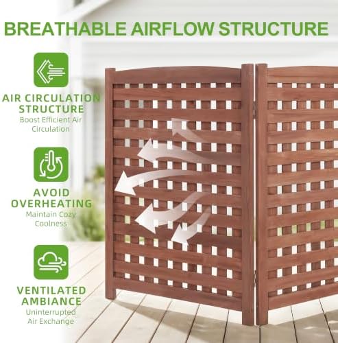 3-panel outdoor air conditioner fence screen, outside wood showing dimensions