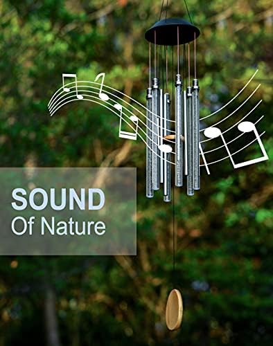 desgully solar wind chimes for outside, 6 color-changing shown in use
