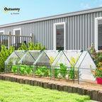 outsunny 12' x 3' x 3' mini greenhouse shown in use