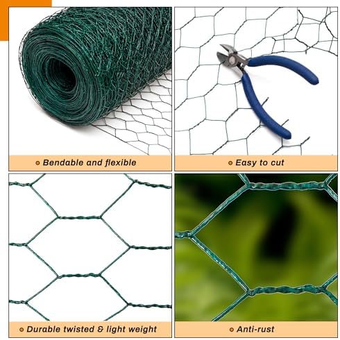 green chicken wire 48 inch(h) x 100 ft(l), side view