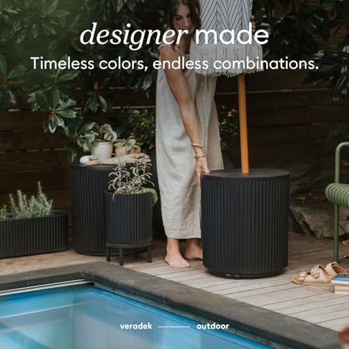 veradek umbrella side table - outdoor patio table, side view