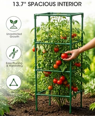 tomato cages,square tomato plant stakes support cages trellis showing dimensions