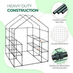 eagle peak walk in 3-tier greenhouse with wire, front angle view