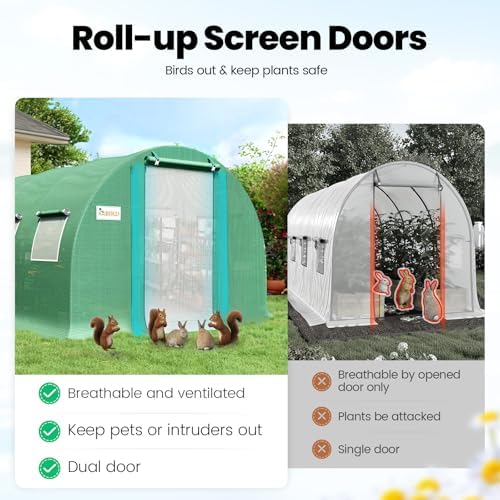 king bird premium 20x10x6.6ft greenhouse for outdoors large, side view
