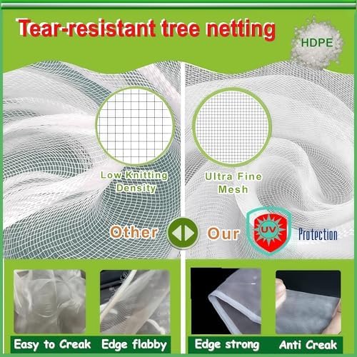 15×15ftextra large fruit tree netting with drawstring & showing dimensions