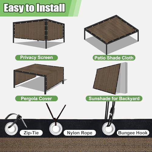 90% outdoor sun shade cloth, 10'×12' pergola shade, package contents
