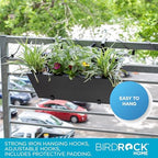 birdrock home 2pk metal railing planter box |, side view