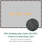 shade cloth, 20ft x 30ft 50% black outdoor shown in use