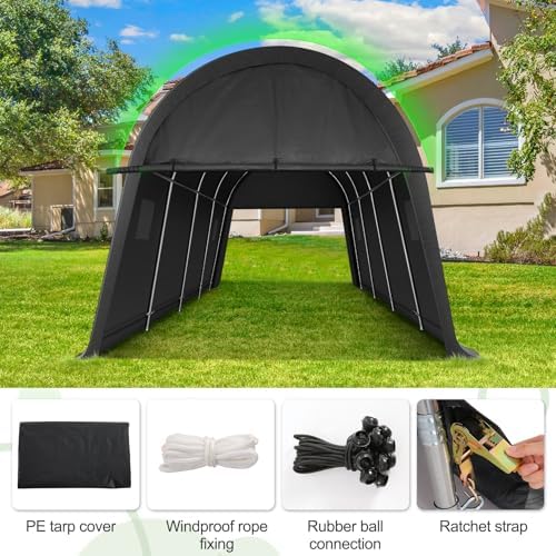cobizi carport canopy 12x20 heavy duty portable garage, front angle view
