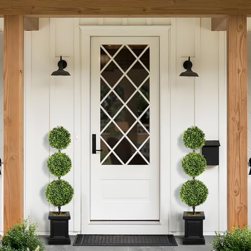 3.5ft topiary trees artificial outdoor with sturdy pot showing dimensions