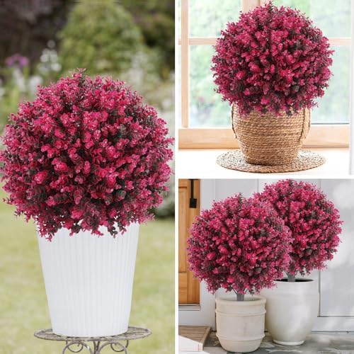 set of 2 artificial red eucalyptus topiary ball, package contents