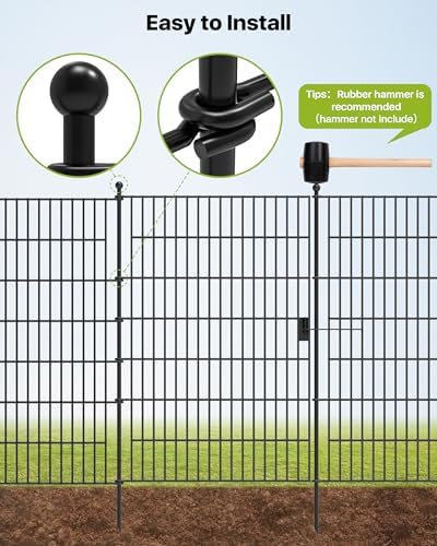 garden fence animal barrier with gate 40in(h) x23ft(l), side view