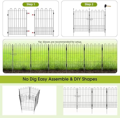 bepatio 5 panels arc metal tall garden fence on a desk or shelf