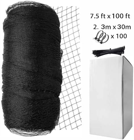 garden netting, 7.5ft x 100ft black bird netting, package contents