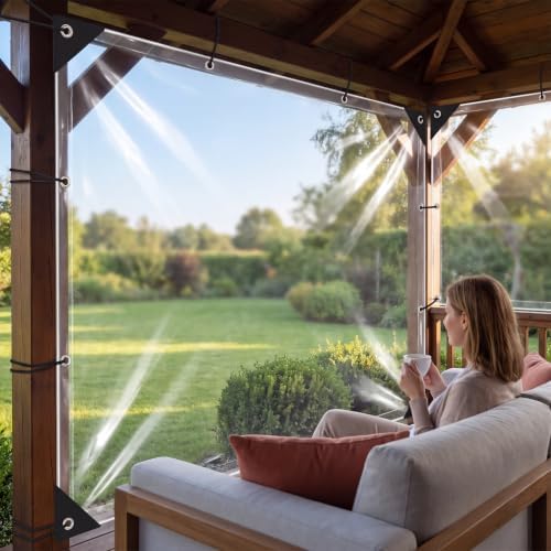 8' x 10' outdoor clear tarp curtain waterproof, front angle view