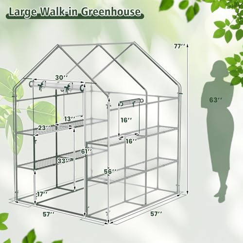 giantex walk-in greenhouse, gardening plant tent with roll-up, view 9