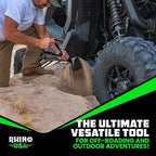 rhino usa folding survival shovel with pick on a desk or shelf