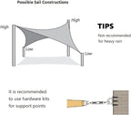 AsterOutdoor Sun Shade Sail Rectangle 16' x 20' UV Block Canopy for Patio Backyard Lawn Garden Outdoor Activities, Sand
