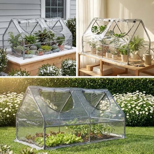 portable mini greenhouse, 47"x24"x24" greenhouses for outdoors with on a desk or shelf
