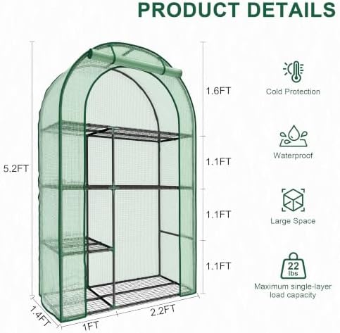 4-tier mini greenhouse for outdoors, 40" x 18" shown in use