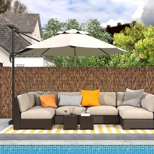 brown 5.6ft x16.4ft reed fencing roll bamboo privacy, view 9