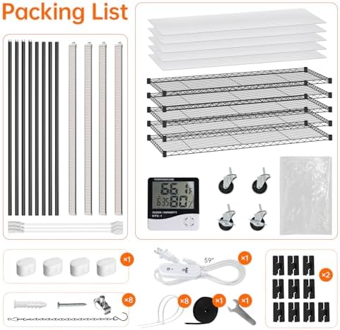 bstrip indoor greenhouse with grow light, 5-tier 47.2x17.8x71in, front angle view