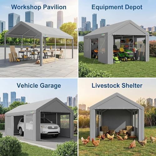cobizi 12x20 ft heavy duty carport with galvanized on a desk or shelf