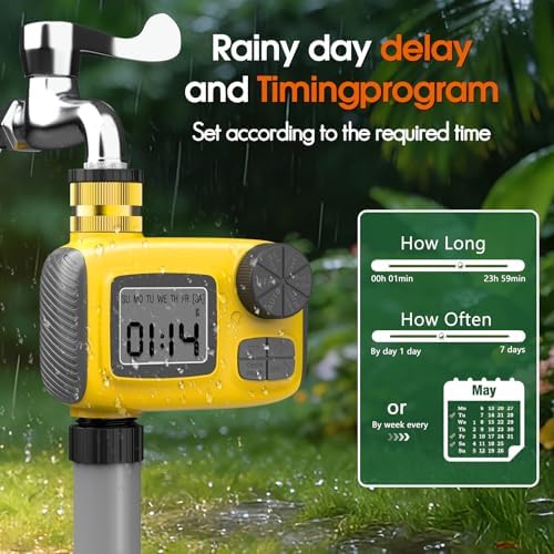 98ft 1/2" drip irrigation system kit with water, side view