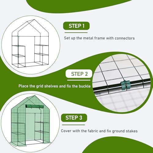outvita walk-in greenhouse, 3 tiers 4 shelves, durable on a desk or shelf