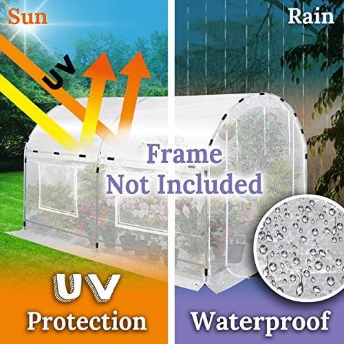 benefitusa greenhouse replacement cover half-transparent greenhouse cover (10'x7'x6') showing dimensions